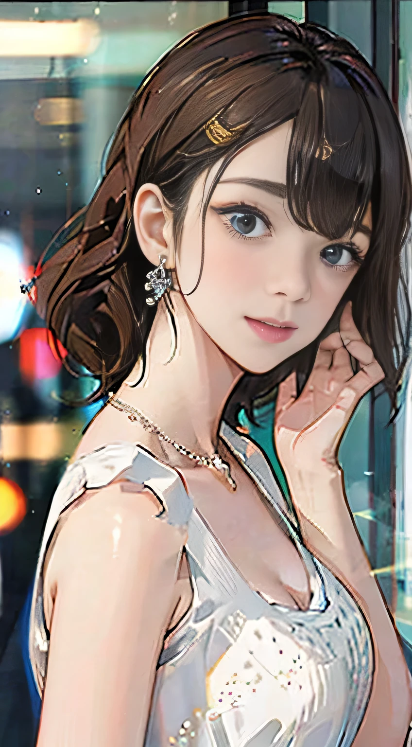 highest quality, masterpiece, One woman、 whole body, Very delicate and beautiful woman, 8K Wallpaper, Beautiful fine details, Beautiful sparkle, Cinematic lighting、27 years old、Idol、sexy、Colorful costumes、Red Line、Tall beauty、Sadistic