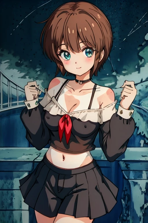 masterpiece, best quality, (1girl:0.999), (breasts:0.998), (shorts:0.994), (polka dot:0.992), (covered nipples:0.964), (halftone background:0.947), (polka dot background:0.942), (denim shorts:0.938), (tanlines:0.925), (solo:0.924), (underboob:0.917), (denim:0.908), (tank top:0.876), (short shorts:0.814), (cutoffs:0.794), (armpits:0.752), (large breasts:0.734), (thick thighs:0.705), (halftone:0.7), (ahoge:0.604), (thighs:0.555), (smile:0.553)