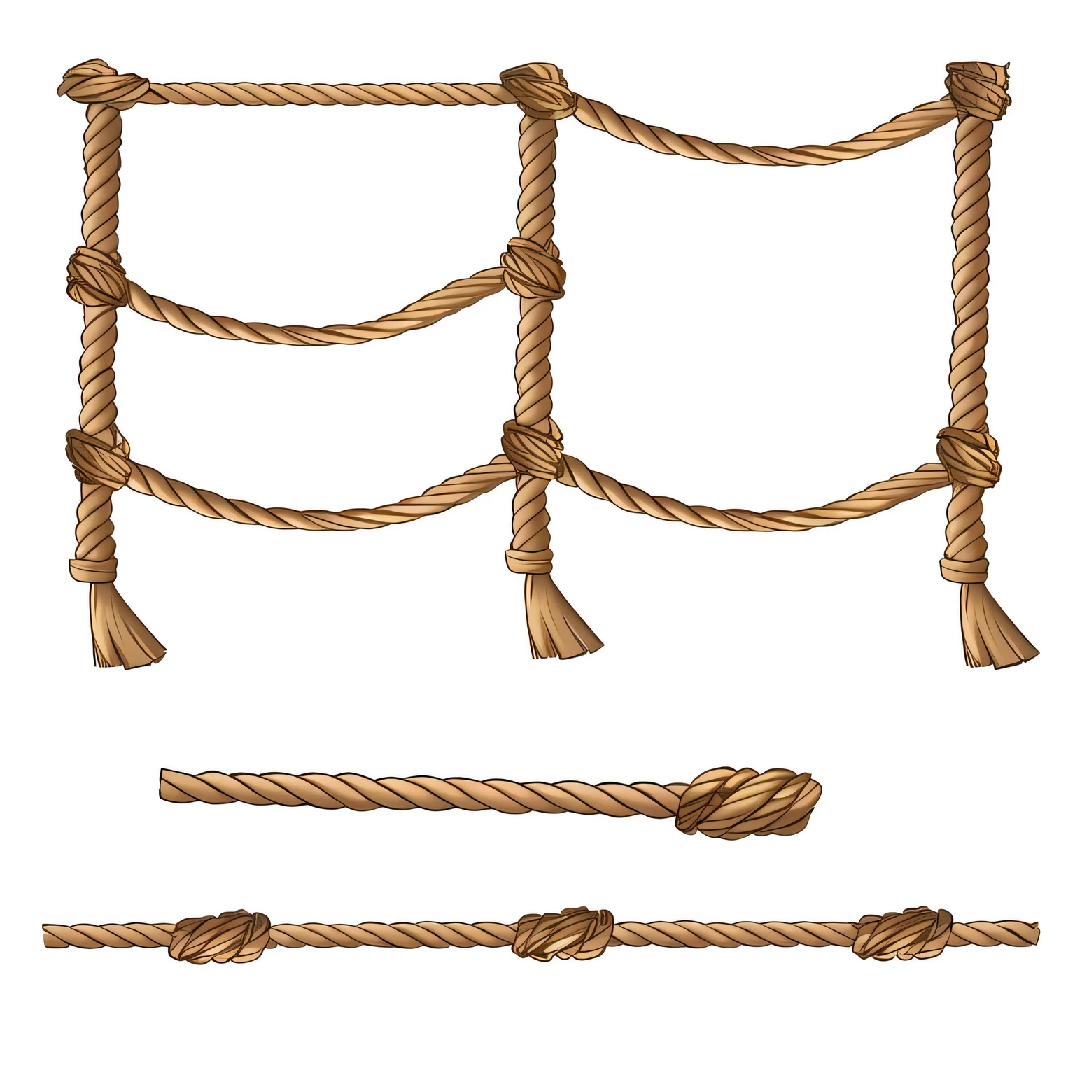 a close up of a corda with a knot on a white background, hanging corda, corda, cordas, corda bondage, cordas and chains, corda bridges, Shibari, lasso, Floggers, strangled with corda, Lasso Tool, corda bridge, aproveitar, inspired by Shūbun Tenshō, cordas and chains in background, shoulder straps