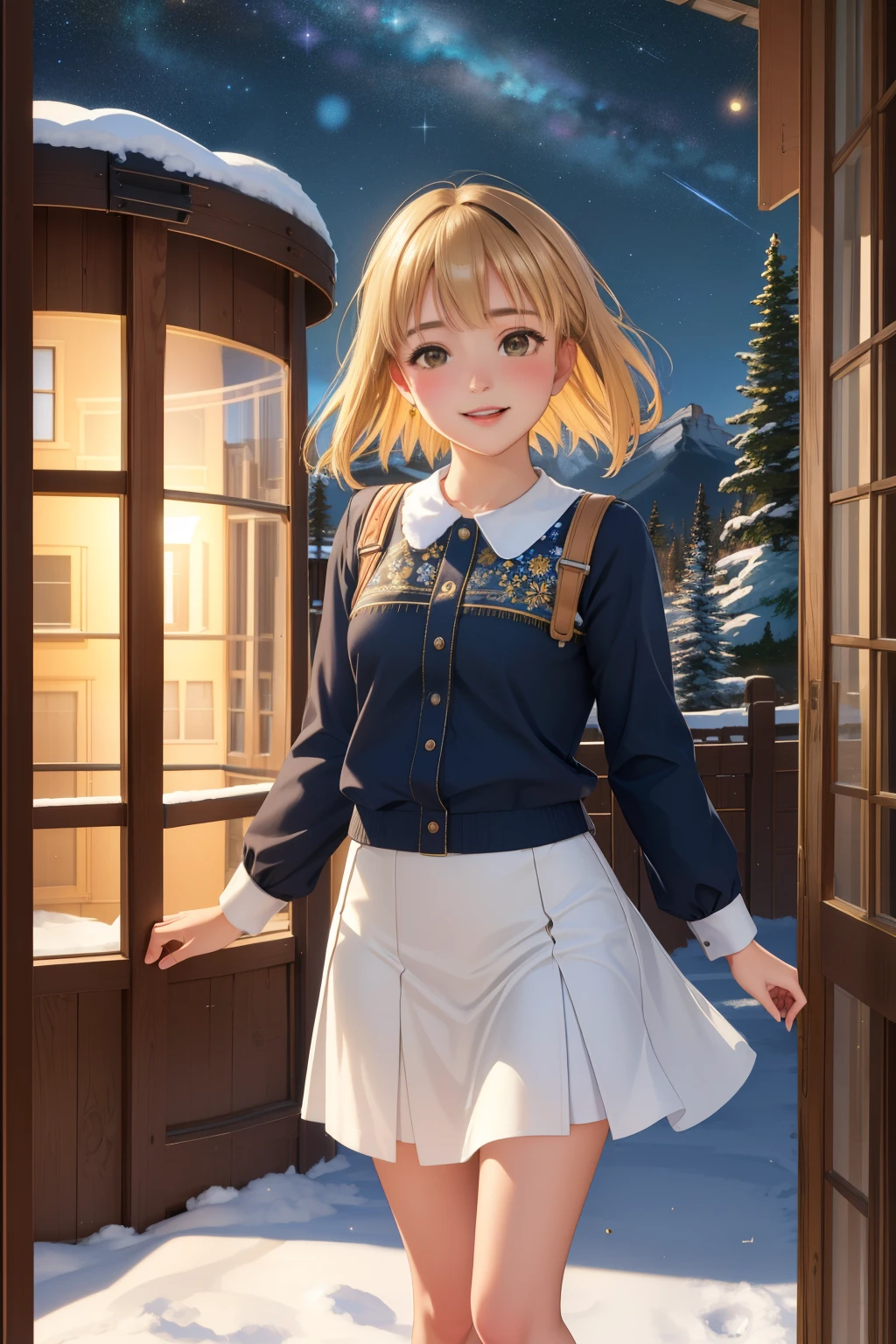 1girl, (designed by Sally Storch:1.3) and (Thomas Benjamin Kennington:1.0) , studio Renderman, intricate background, landscape of a Emergent Mature ([Tanzania:Banff:2]:1.3) from inside of a Grain silo, intricate details, dense reeds and Orion's Belt in background, Snowy, Ultrarealistic, Joyful, Renaissance, Motion blur, Circular polarizer, Desaturated, Tech and Flame, Folded Energy, RTX, octane engine