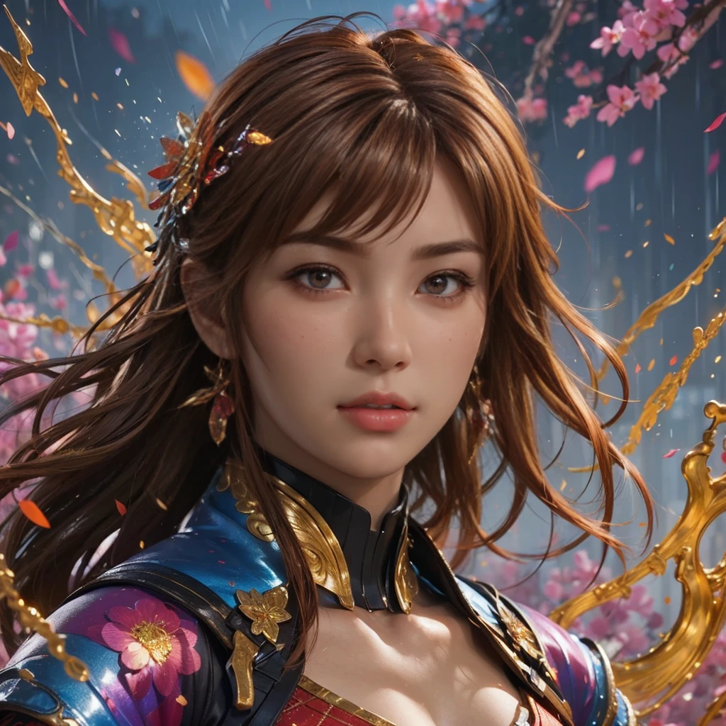 Kasumi, (best quality,ultra-detailed),(Realistic:1.37), beautiful and detailed face, Ultra-realistic texture, delicate face, delicate body, red lipstick, vivid colors. High definition, 8K. athletic body