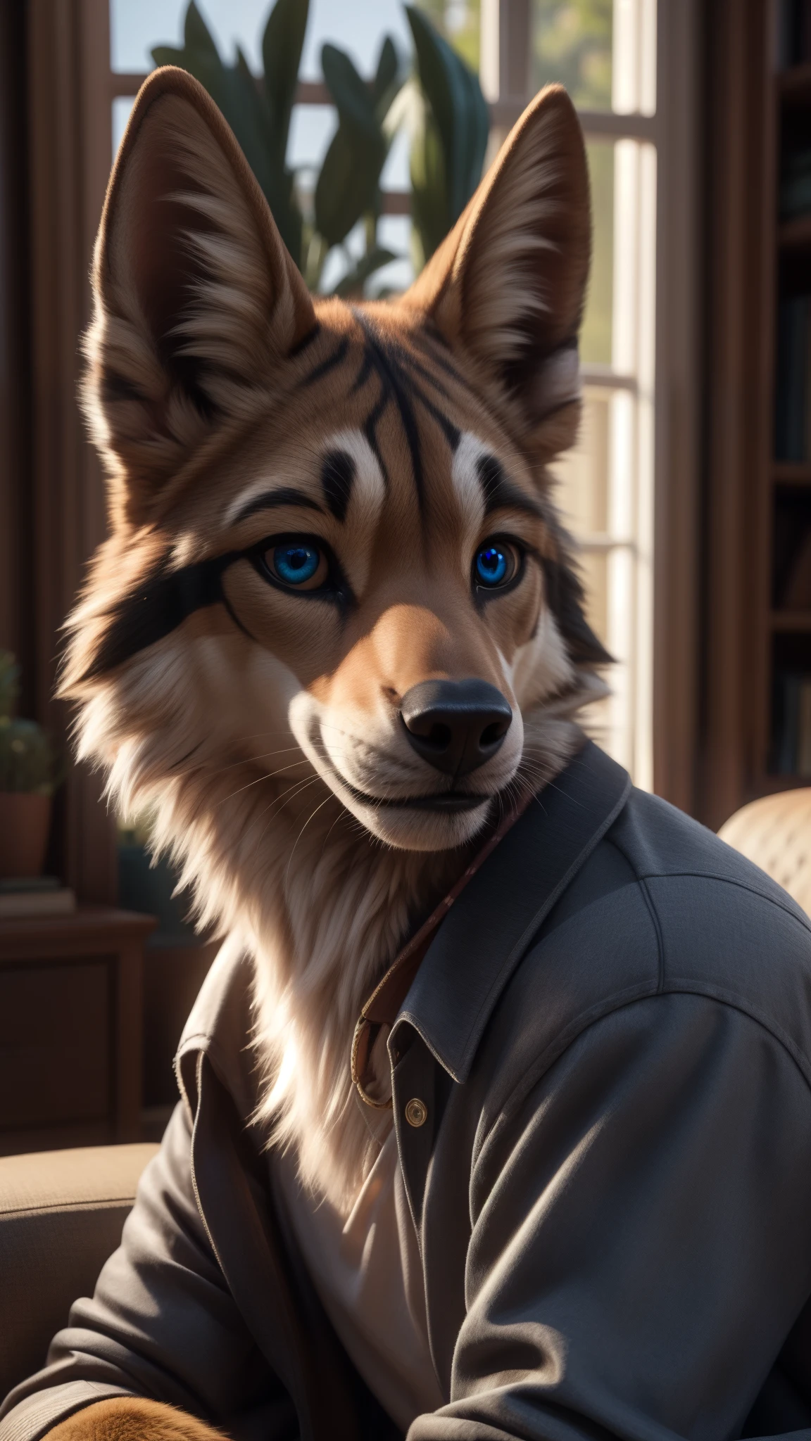 best quality,4k,highres,masterpiece:1.2,ultra-detailed,realistic,photorealistic:1.37, beautiful detailed eyes, beautiful detailed lips, extremely detailed eyes and face,
portrait, furry gay, illustration, soft colors, dreamy lighting, furry animal ears, tail, gentle smile, cozy living room setting, youthful appearance, confident pose.