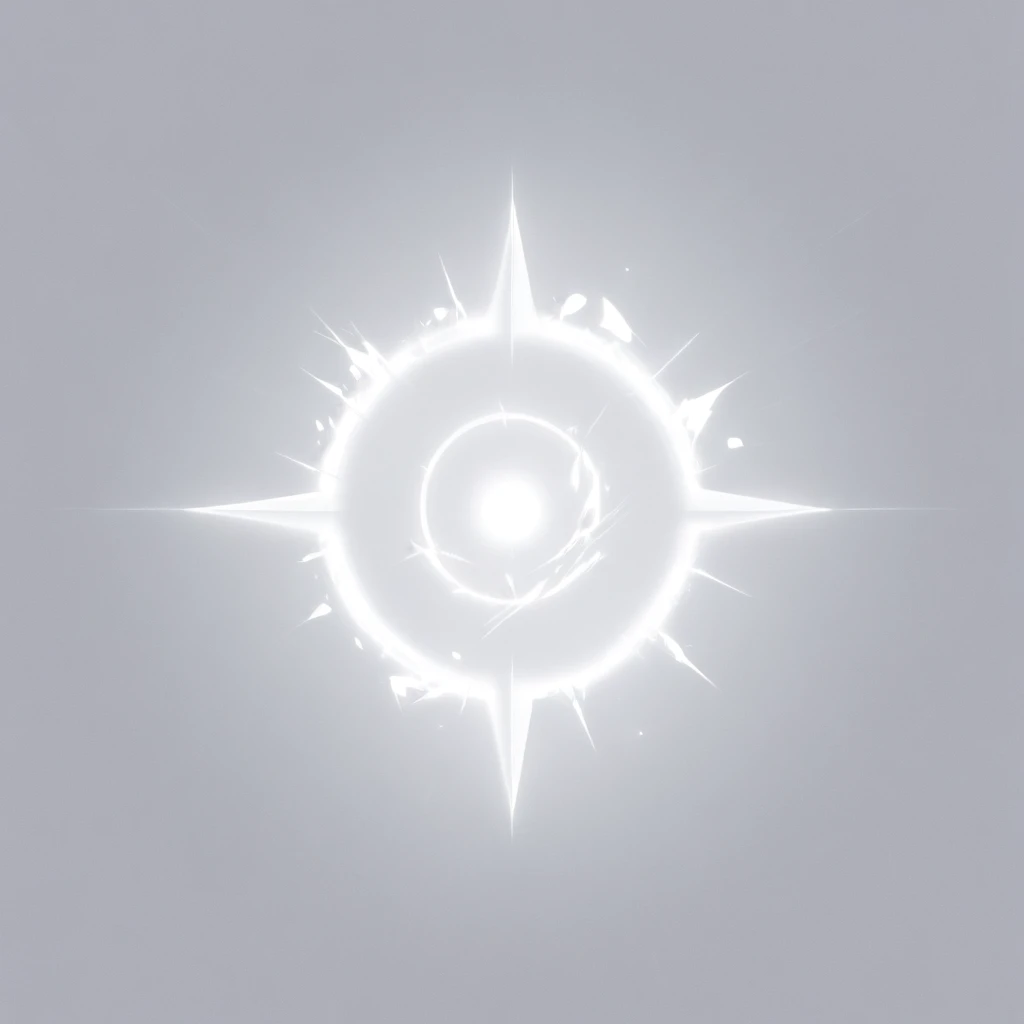 masterpiece, best quality, official digital art, 2D icon to be used for a card game, (the icon should be a series of 8 outward facing spikes arrayed in a circle formation), the formation should be perfectly symmetrical, the icon represents an attack power value on the card, the icon should be single toned and matte, there should be nothing within the formation of spikes it should be empty space, White background, 8k, anime-inspired style, no people, no humans