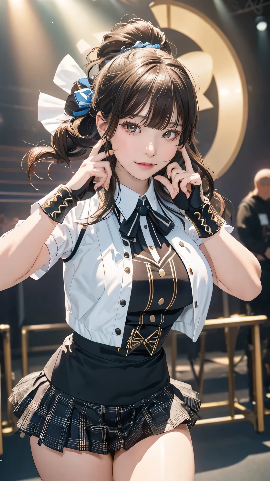 random Idol costume,(sing:1.2),(Random Pose),(Thin type),(large breasts),(random hairstyle),(Highest image quality, (8K), Ultra-realistic, Best Quality, High quality, High Definition, high quality texture, high detailing, Beautiful detailed, fine detailed, extremely details CG, Detailed texture, realistic representation of face, masterpiece, presence)