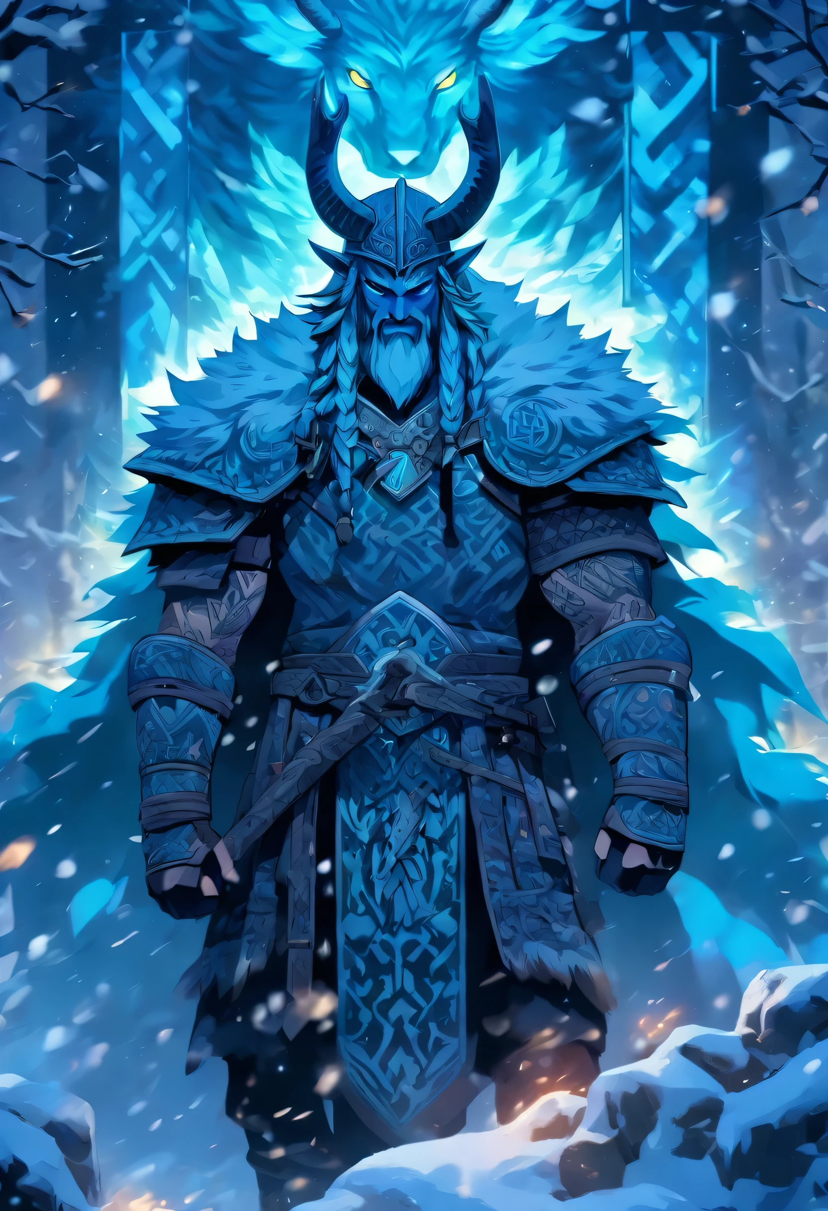 a melhor qualidade, very high resolution, detalhado 4K CG, obra de arte, Ragnarok, Vikings, Nordic clothes, guerra viking, tatuagem de runas, neve, yggdrasil, Norse mythology, tatuagem de runa, beautiful aesthetic, Imagem bonita