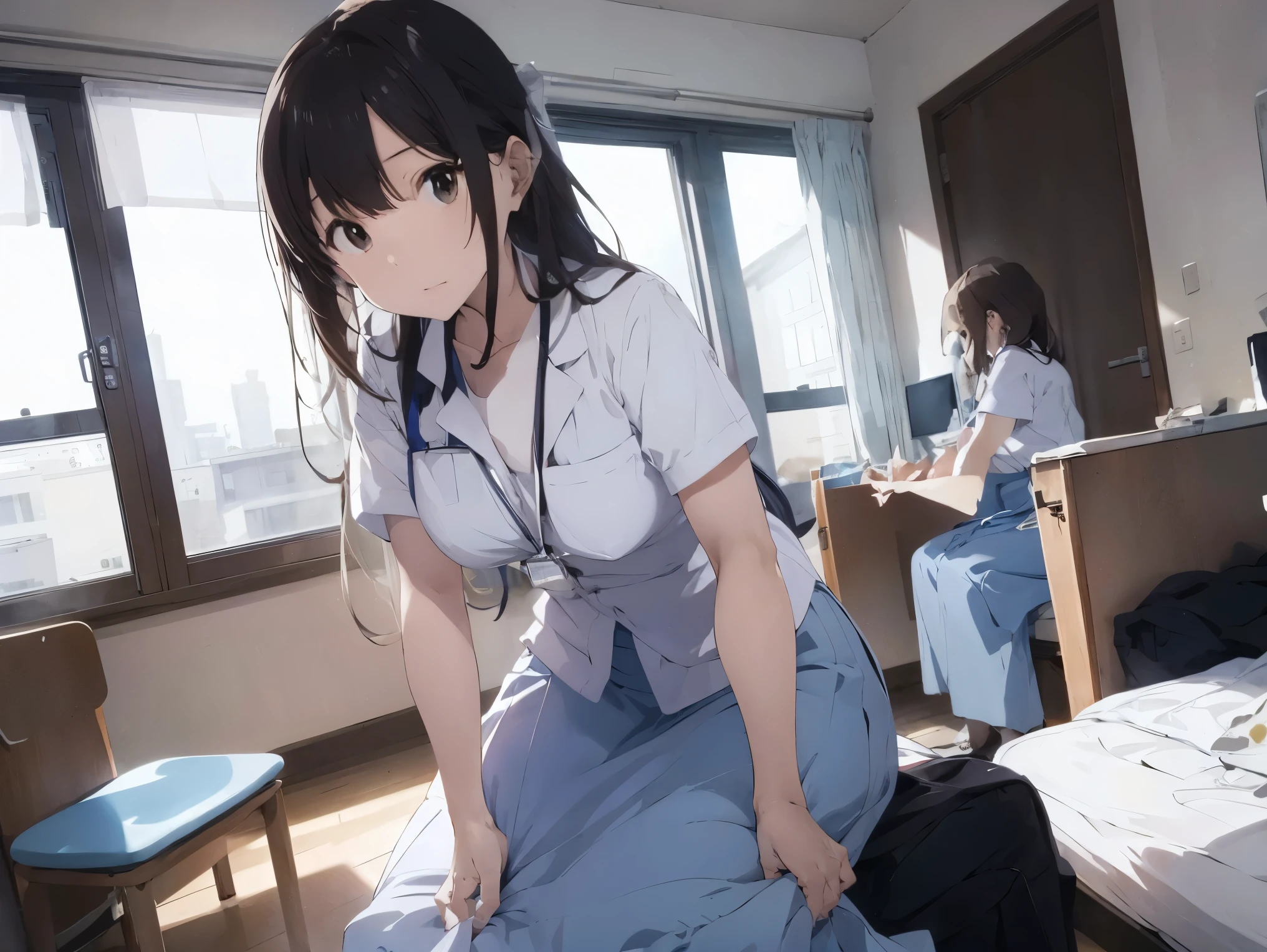 in long skirt、Flirting in the nurse's office、bed