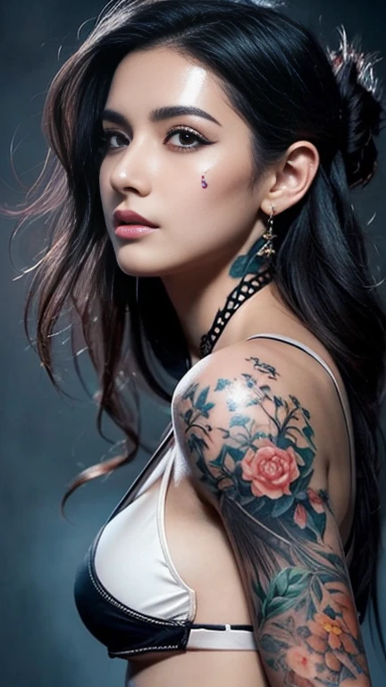 devil,Warrior,Beauty,Beautiful black hair,luxury,wonderful,elegant,complicated,High detail,Digital Painting,Art Station,Concept Art,Sharp Focus,Illustration,Art by Ross Tran,sexy ultra micro bikini,Perfectly beautiful big bust,beautiful abs,Perfectly beautiful designed and detailed face,Perfectly beautiful hair,disaster々Cool atmosphere,Perfectly beautiful and balanced body,silky and beautiful skin,Perfectly beautiful and balanced face,have a magic wand in hand, Perfectly beautiful designed and detailed tattoos,Perfectly beautiful designed and detailed a little face war paint,Use magic,full body photo,disaster々Cool atmosphereのアクセサリー、disaster々Cool atmosphereの髪飾り