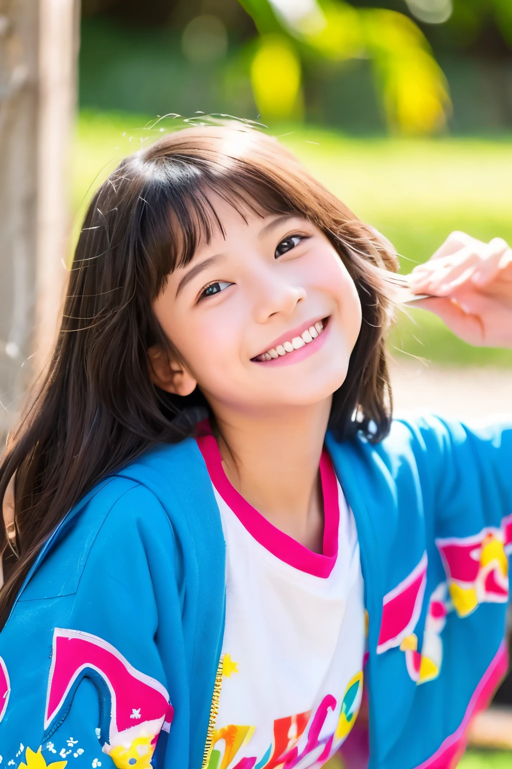 1３age、smile、beautiful、smile、Colorful clothes、Shining eyes、stare、bring the action、Throw,Clit Eyes、