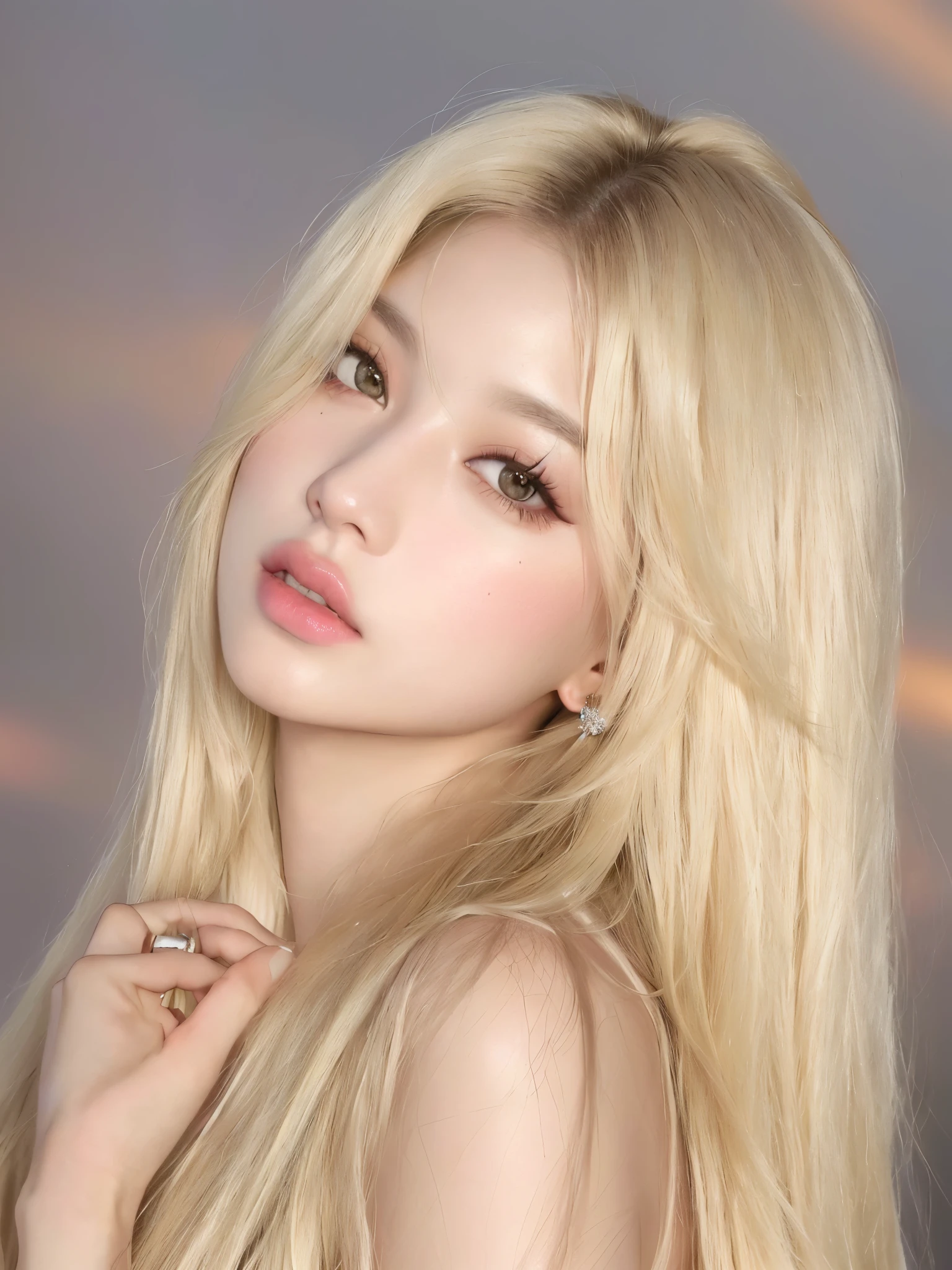 Mujer arafed con cabello largo y rubio posando para una foto., ava max, pelo largo y rubio y ojos grandes, long cabello rubio y ojos grandes, retrato de jossi de blackpink, cabello rubio y ojos grandes, parque roseanne de blackpink, retrato de kim petras, Lalisa Manobal, pale and light skin!!, very very pale blonde hair, ulzzang