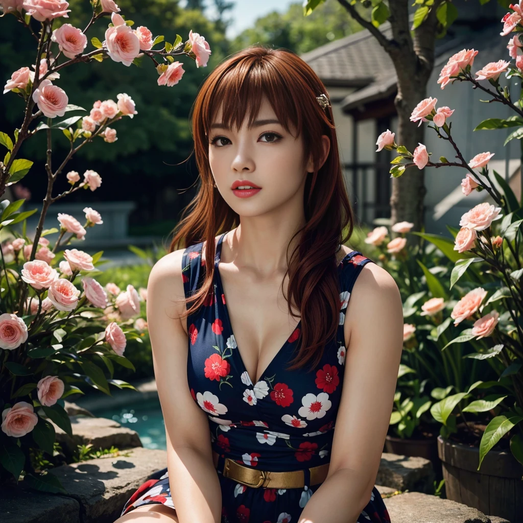 Kasumi, (best quality,ultra-detailed),(Realistic:1.37), beautiful and detailed face, Ultra-realistic texture, delicate face, delicate body, red lipstick, vivid colors. High definition, 8K. athletic body