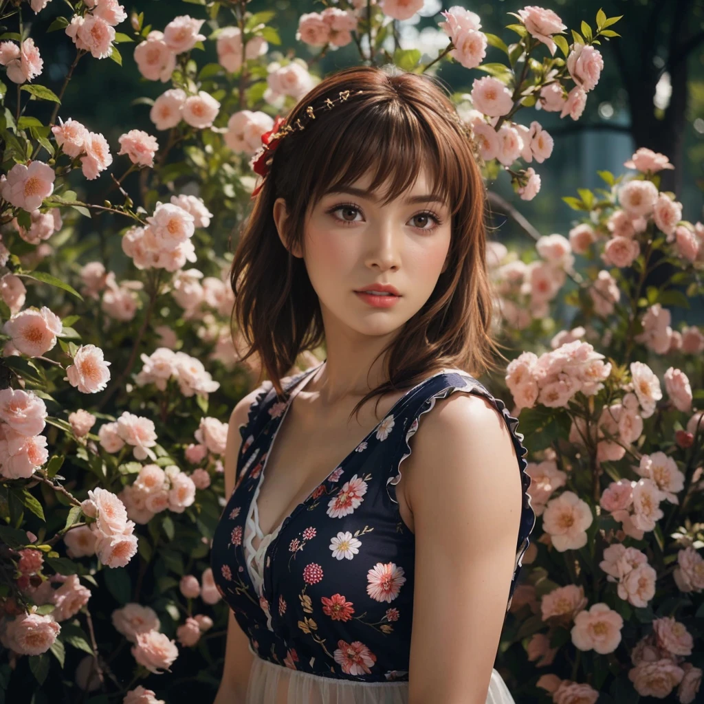 Kasumi, (best quality,ultra-detailed),(Realistic:1.37), beautiful and detailed face, Ultra-realistic texture, delicate face, delicate body, red lipstick, vivid colors. High definition, 8K. athletic body