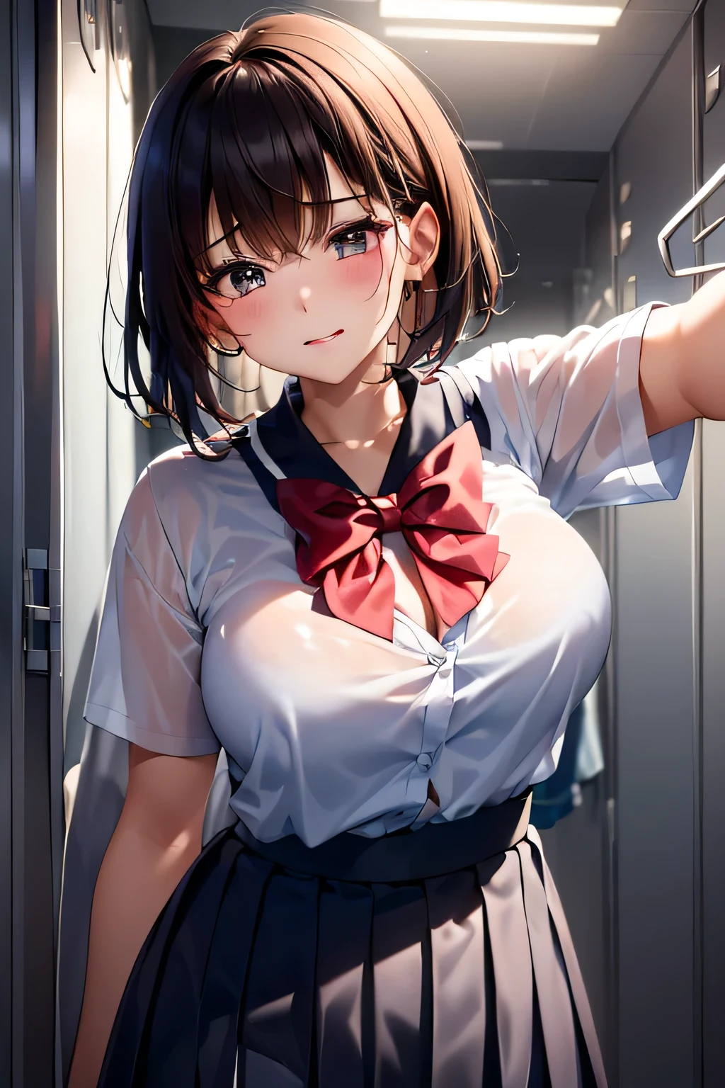 (((locker room))),(((Change clothes in the changing room:1.3))),(((clothes on hangers:1.3))),(((Sailor suit))),(((Pleated skirt that exposes skin))),(Dark red bow tie:1.3),Cute Face,Extreme close up of face,Silver short hair,Crying face,tears,Perfect round face,iris,Floating Hair,.Professional Lighting,Cinematic Light,(Tabletop,highest quality,Ultra-high resolution output images,) ,(8K quality,),(Picture Mode Ultra HD,)
