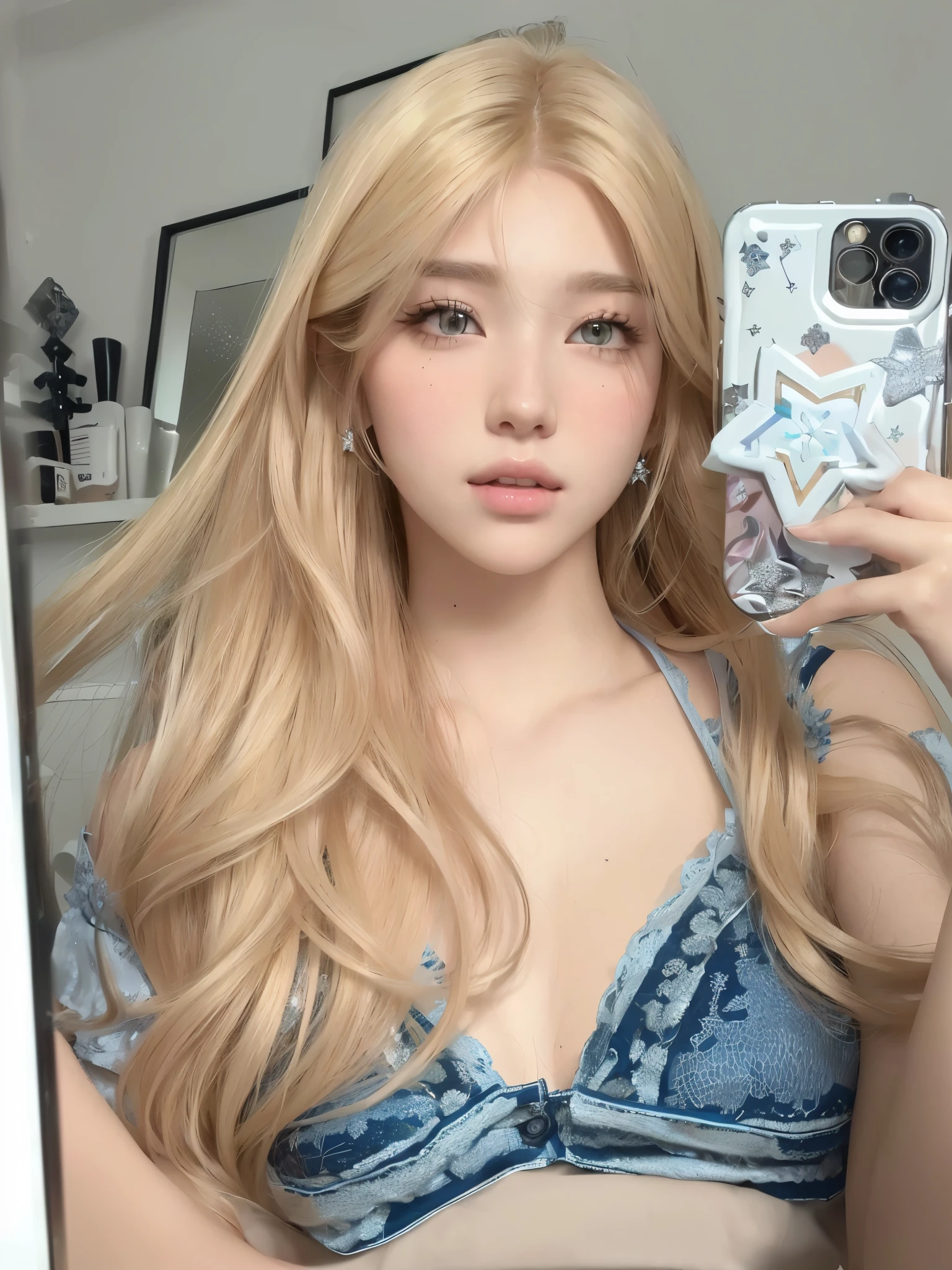 blonde girl with long hair taking a selfie in a mirror, pelo largo y rubio y ojos grandes, pelo largo y rubio y ojos grandes, con pelo largo y rubio, ulzzang, largo y lujoso cabello rubio claro, chica anime rubia con pelo largo, long shiny ethereal hair, fresa larga - pelo rubio, ig model | tipo germen, una chica con cabello rubio, bella delfina