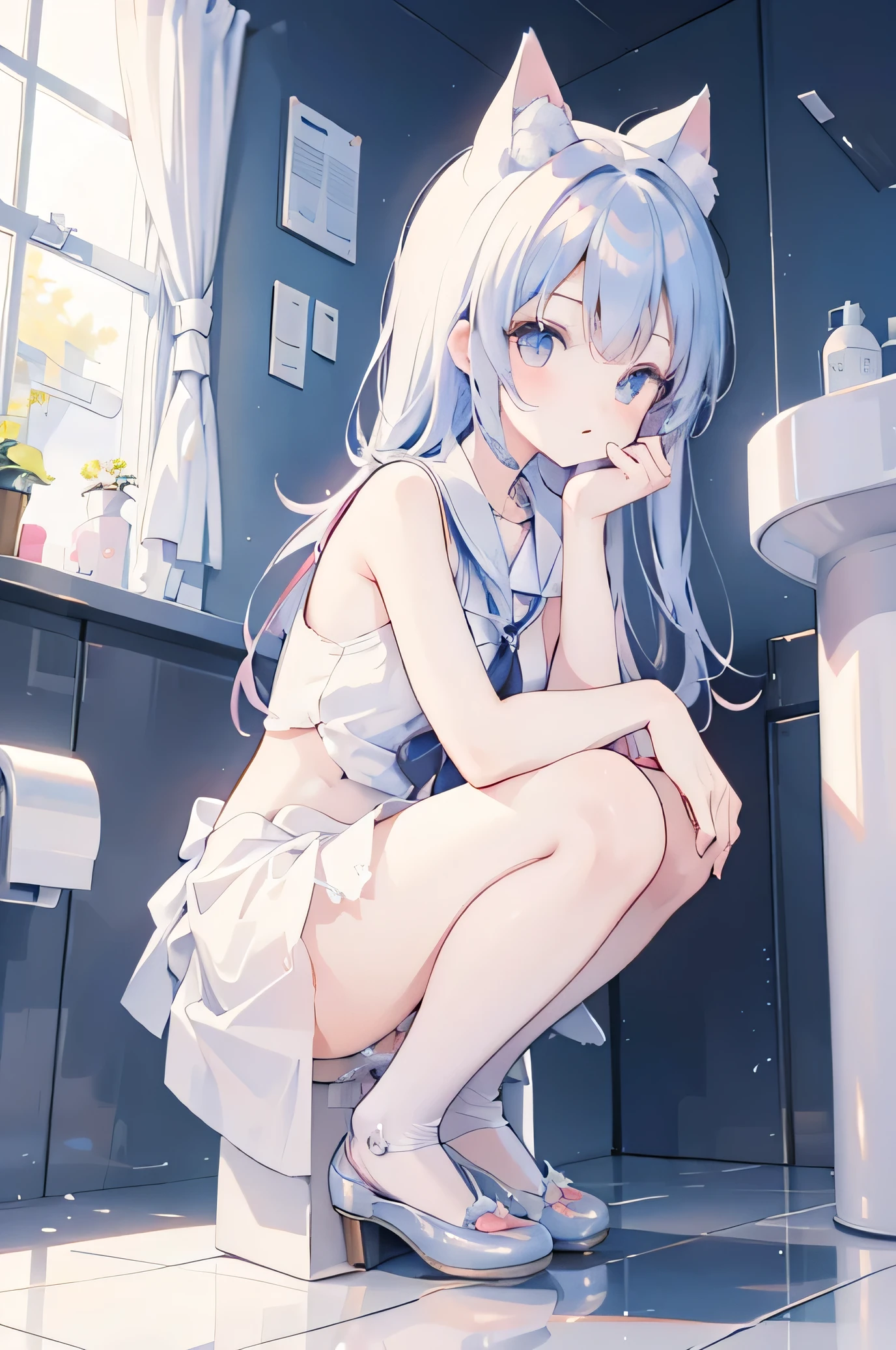 mofu mofu neko girl peeing on the toilet Hentai