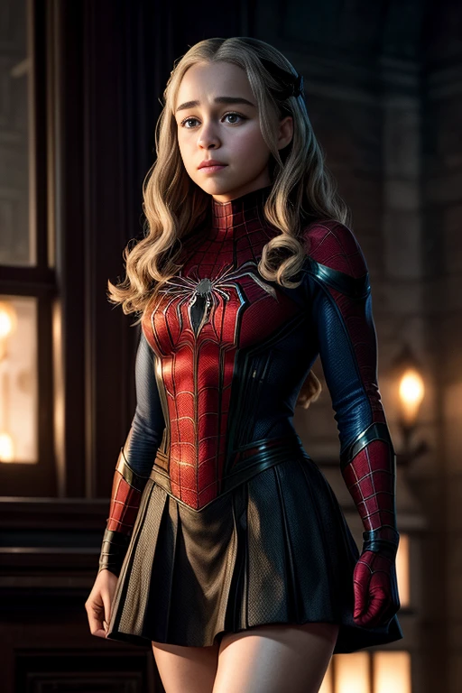 Emilia Clarke、マーベルコミックの映画Poster、so beautiful、Movies about Spider-Man、sexy、whole body、Wearing a skirt、Premiere Date、Poster、belly buttonを突き出す、new york、She's wearing a ripped Spiderman suit、The suit is torn、Wearing a skirt、Red and black color scheme、dynamic、masterpiece、highest quality、Super detailed、Very detailed、Delicate and beautiful shine、Ultra-high resolution、Cinematic、break、breakドロップ、(Torn clothes:1.5)、(Wet clothes:1.4)、Bare shoulders、Real Rain、Wet Hair、belly button、Exposed Skin、sexyな肩を披露