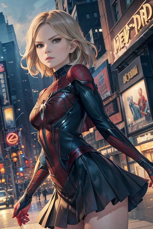 Jennifer Morrison、マーベルコミックの映画Poster、so beautiful、Movies about Spider-Man、sexy、whole body、Wearing a skirt、Premiere Date、Poster、belly buttonを突き出す、new york、She&#39;s wearing a ripped Spiderman suit、The suit is torn、Wearing a skirt、Red and black color scheme、dynamic、masterpiece、highest quality、Super detailed、Very detailed、Delicate and beautiful shine、Ultra-high resolution、Cinematic、break、breakドロップ、(Torn clothes:1.5)、(Wet clothes:1.4)、Bare shoulders、Real Rain、Wet Hair、belly button、Exposed Skin、sexyな肩を披露