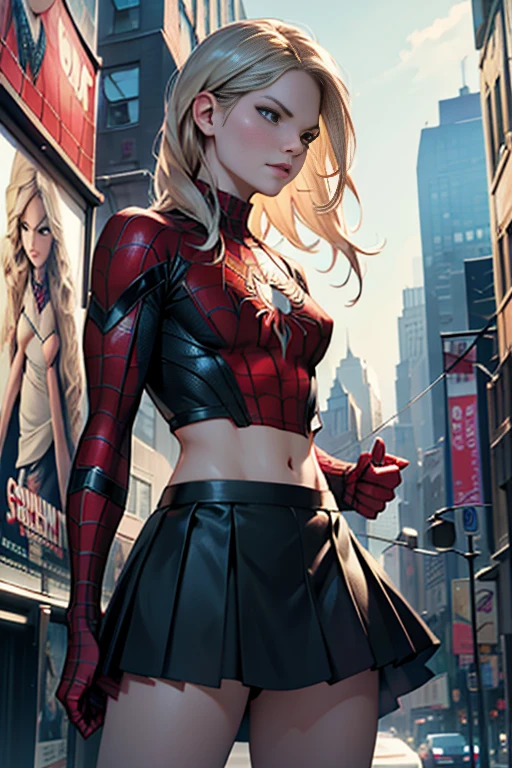 Jennifer Morrison、マーベルコミックの映画Poster、so beautiful、Movies about Spider-Man、sexy、whole body、Wearing a skirt、Premiere Date、Poster、belly buttonを突き出す、new york、She&#39;s wearing a ripped Spiderman suit、The suit is torn、Wearing a skirt、Red and black color scheme、dynamic、masterpiece、highest quality、Super detailed、Very detailed、Delicate and beautiful shine、Ultra-high resolution、Cinematic、break、breakドロップ、(Torn clothes:1.5)、(Wet clothes:1.4)、Bare shoulders、Real Rain、Wet Hair、belly button、Exposed Skin、sexyな肩を披露
