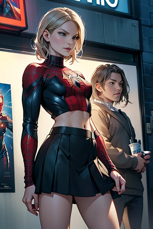 Jennifer Lopez、マーベルコミックの映画Poster、so beautiful、Movies about Spider-Man、sexy、whole body、Wearing a skirt、Premiere Date、Poster、belly buttonを突き出す、new york、She's wearing a ripped Spiderman suit、The suit is torn、Wearing a skirt、Red and black color scheme、dynamic、masterpiece、highest quality、Super detailed、Very detailed、Delicate and beautiful shine、Ultra-high resolution、Cinematic、break、breakドロップ、(Torn clothes:1.5)、(Wet clothes:1.4)、Bare shoulders、Real Rain、Wet Hair、belly button、Exposed Skin、sexyな肩を披露