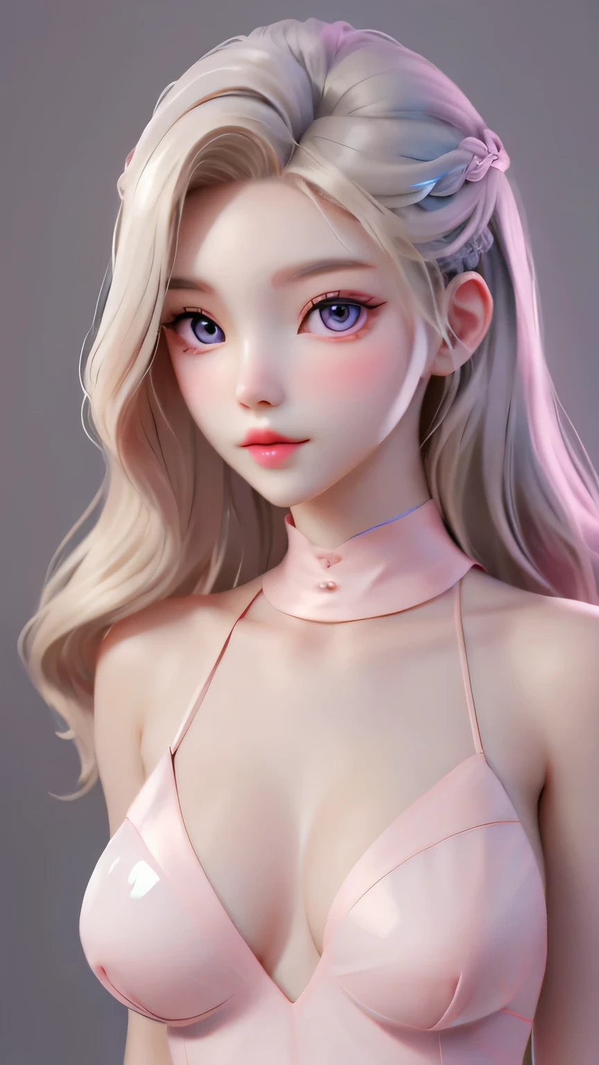 girl, long blonde hair, gray eyes, Sharp features, white skin, pink lips, wavy hairstyle, sexy , whore pose
