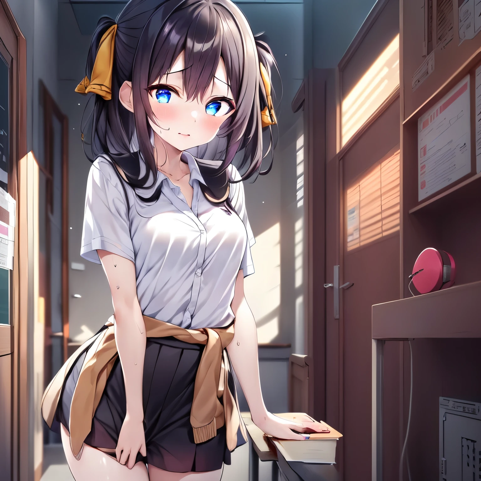 Blue eyed anime girl posing in a hallway, Anime Moe Art Style, Anime Style 4k, 4K Manga Wallpapers, 4k anime wallpaper, Cute girl anime visuals, Cute Anime Girl, Beautiful anime school girl, Smooth anime CG art, Anime Art Wallpaper 8K, Surreal , [ 4k digital art ]!!nsfw,hentai,large breasts,Fcup,topless,show off breasts,bottomless,spread legs,cum,1boy, penis, handjob,erection to pussy,rape face,tongue out,full-face blush,
heart shaped pupils,embarrassed,Wearing small remote earphones that glow blue in your ears,Artificial brain waves are being transmitted through the earphones.,The girl has been forcibly violated in the mind and her body has become responsive to pleasure.。