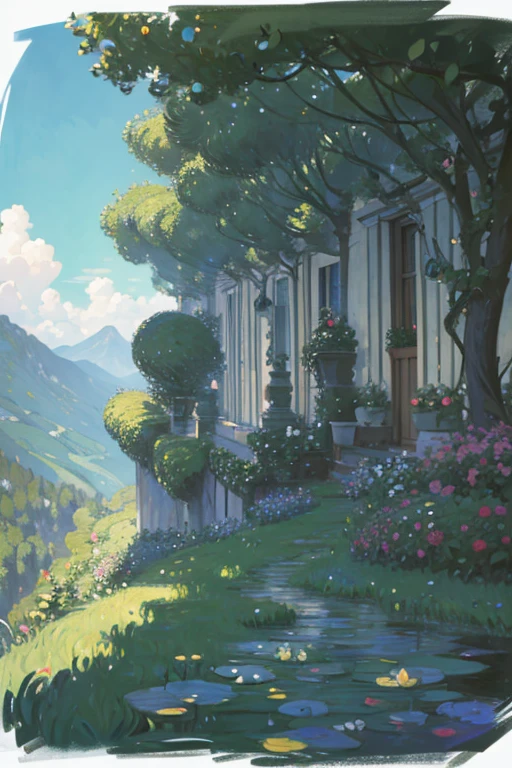 (Claude Monet&#39;s works:1.7),Impressionism,Rainerism,quality\(8k,best quality,masterpiece,Cinematic\), (One girl\(cute, cute,Small ,Skin color is white,smile ,Hair is floating,Hair Color: Blonde,Short Bob Hair,Eye color is cosmic,Big eyes,Black Sailor Suit,walk,View from below\):1.4),background\(outside,Dirty slums,View from below,(Many carp swimming in the sky:1.8),\),[watermark]