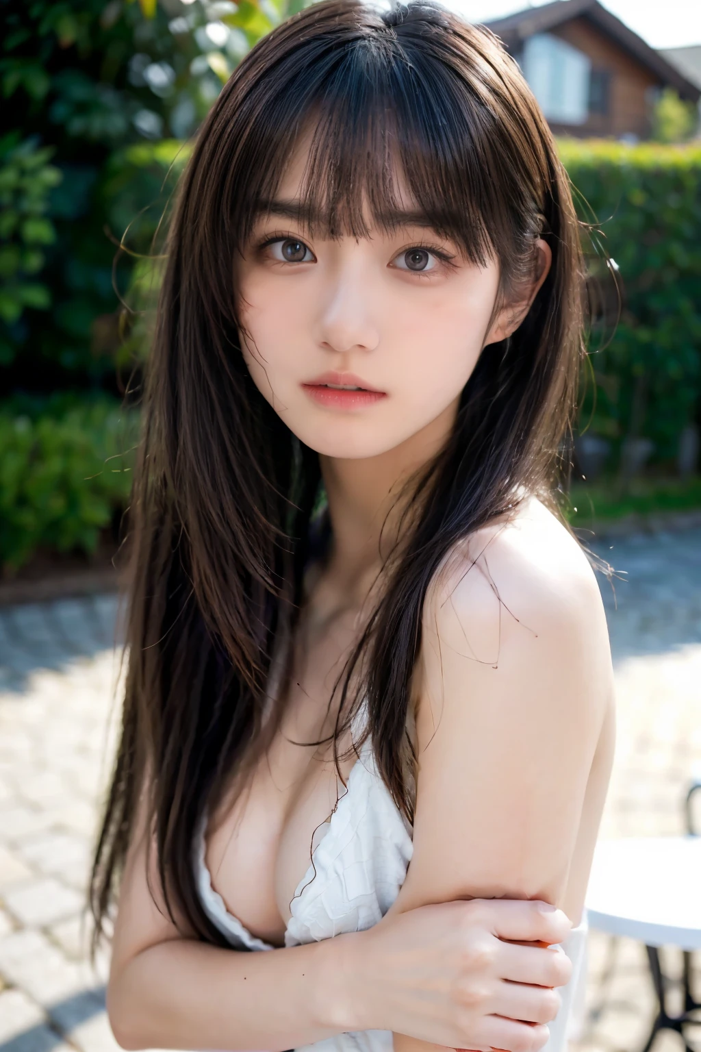 Ulzzang-6500-v1.1, (RAW Photos:1.2), (Photorealistic), Beautiful detailed girl, (Genuine: 1.4), Very detailedな目と顔, Beautiful and fine details, Snow Scene、Large file size, High resolution, Very detailed, highest quality, [masterpiece:1.6], Awareness-raising, Very detailed, Hmph, In detail, highest quality, 8k wallpaper, Cinema Lighting, One Girl, ************, Perfect figure, Cute droopy eyes、Beautiful big eyes、Pieck Finger, ((Tabletop)), highest quality, One Girl, eye shadow, Upper Body, Portraiture, ((Full Body Shot:1.2))、((Completely naked))、naked,