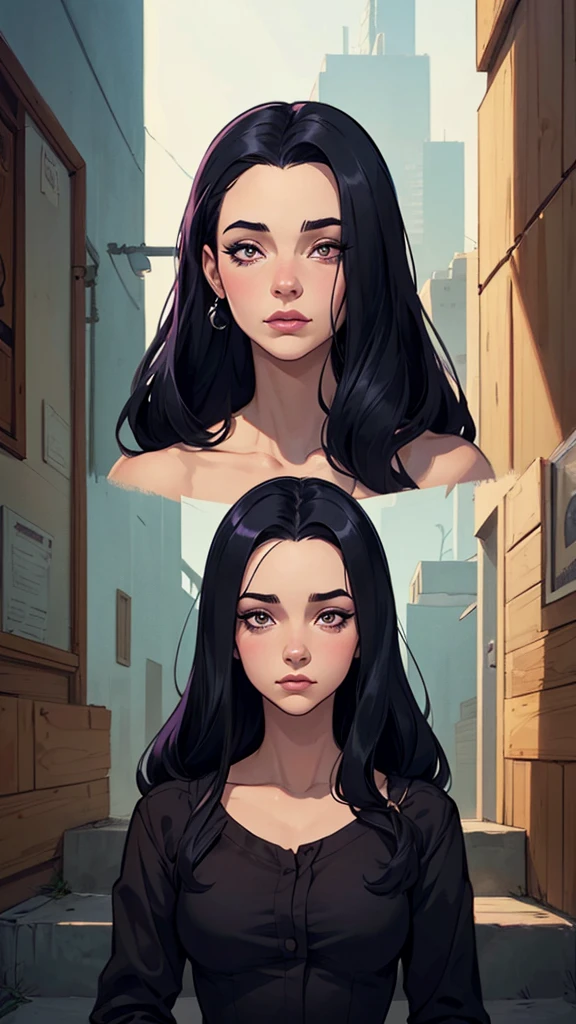 Personagem Christina Ricci cabelo preto estilo Morticia AddamsImagem de desenho animado de uma mulher .cartoon style illustration, estilo de arte dos desenhos animados, estilo de arte dos desenhos animados, digital illustration style, design de personagens altamente detalhado, arte Personagem Christina Ricci cabelo preto estilo Morticia AddamsImagem de desenho animado de uma mulher .cartoon style illustration, estilo de arte dos desenhos animados, estilo de arte dos desenhos animados, digital illustration style, design de personagens altamente detalhado, arte digital detalhada fofa, City fan art, Design de personagens de retrato, beautiful digital illustration, retrato de alta qualidade, Arte em quadrinhos, jovem expressando desejo sexual. Corpo inteiro escultural