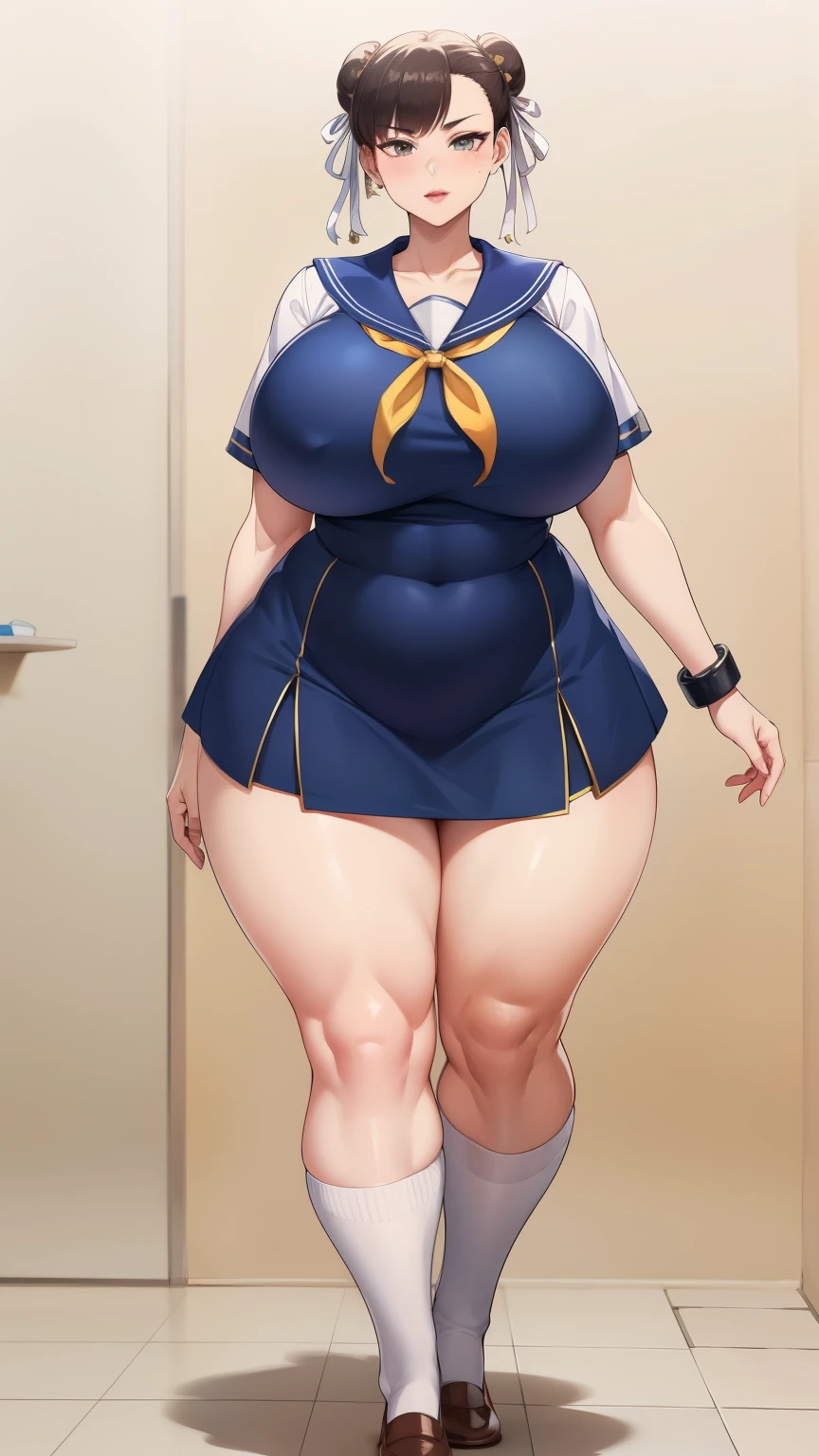 Big Breasts, Big Hips,Full Body Shot, Mature mother, Whipping the lower body, Plump thighs, ox, Seductive mature woman, Perfect body, Plus Size Model,high school girl,Sailor suit, The skirt is short,Mature woman wearing Sailor suit,Chunli