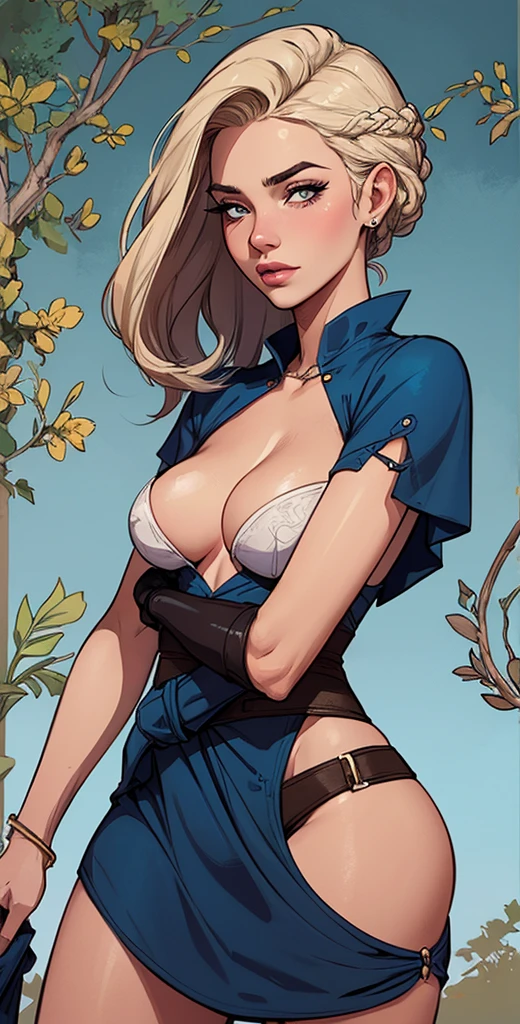 Cartoon style digital illustration style GTA digital style, estilo atompunk design de personagens altamente detalhado, arte digital detalhada coragem, Forest fan art, Design de personagens de retrato, beautiful digital illustration, retrato de alta qualidade, Arte em quadrinhos, mulher jovem cabelo com transas lindas . Queen Anna of ArendelleBeautiful lined eyes Medium large bust and wonderful sexy clothes. image expression of sexual desire from waist to head illustration Queen Anne of Arendelle atompunk style Fallout 4 style pose playboy magazine with beautiful breasts without clothes wonderful breasts