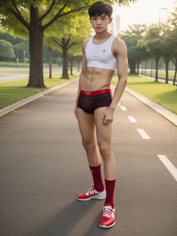 teenagers , young , light-skin , wearing an dark red sexy underwear, tmasterpiece,k hd,the feet,Transparent sports vest,semi transparent,black long socks,The barefoot , red colour , handsome and cute , extreme cute boy , white skin , dark red underwear boxers shorts , extremely tall and cute boy ,oppa model , handsome model , full body , dark red boxers underwears short shorts , black socks , white light-skin , Chinese model , young boy , white skin , handsome and extremely cute , red boxers underwear shorts , long black socks , handsome model , at the park , jogging , model oppa , long legs , jogging , running , high knee black socks ,black long socks , stand up , extremely tall , extremely high , red underwears , red sports underwear , long black socks , clean and white legs , Chinese model , extremely long legs , looking at the camera , clean and white thigh , heavy bulge , kid face , baby face , wearing jacket , red underwears boxers , light and white skin , Chinese model