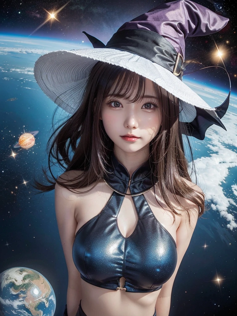 highest quality, High resolution, One girl, Fairy, Witch Hat, Floating in space, Energy sphere, Particles of light, Shiny Hair, Shining Star, Fantasy,