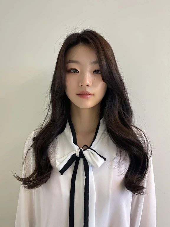 Best Quality, 8k, Masterpiece, (Portrait: 1.3), (photo realistic:1.4), (hyper realistic:1.4), Sharp Focus, looking at viewer, (smoother lighting:1.1), (increase cinematic lighting quality:0.9), realistic lighting, backlighting, light on face, ray trace, (brightening light:1.2), (Increase quality:1.4), sharp detail, (best quality real texture skin:1.4), finely detailed eyes, black_eyes, finely detailed face, 25 year old Korean woman