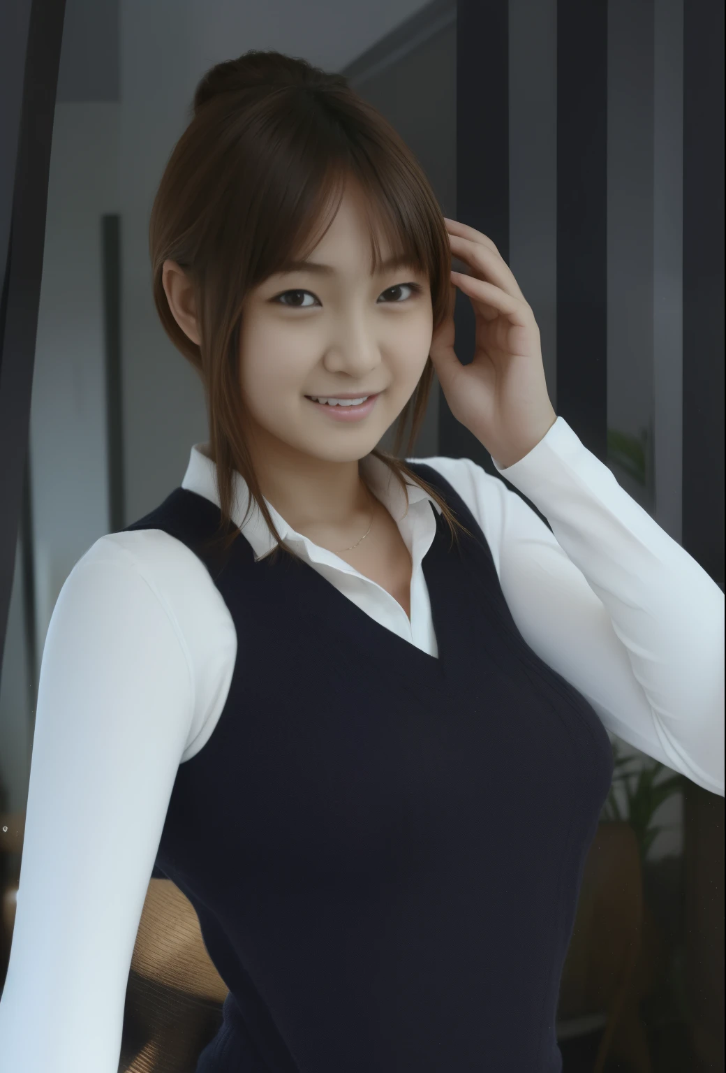 (((masterpiece))),  (Beautiful Japanese Girl, Classmate, Landscape and innocence，cute) ，超A high resolution, Realistic, Ultra-detailed, 8k,highest quality, Very detailed, Detailed Background,Slender,Very beautiful Japanese girl, Detailed face:1.3), (Boyish short hair，Black-haired :1.4), (，cute系,Adorable 14 year oPerfect body:1.1),  (Brown blazer, Lightブラウンのプリーツミニスカート,((Black high socks))), Provocative smile,Show me your beautiful teeth,Rosy Cheeks，非常にDetailed face、Detailed lips、Detailed eyes、 gravure idol，Clear Skin、，A Japanese high school with the school emblem on its chest， wonderful, In detail,(In the classroom), ((Full Body Shot)), Perfect Anatomy, Photorealistic,photograph, Perfect Skin, Warm air，(Beautiful thighs，Perfect feet without discomfort)，Hopes and fears，Sexy pose looking at camera,Please show me your white underwear，Light