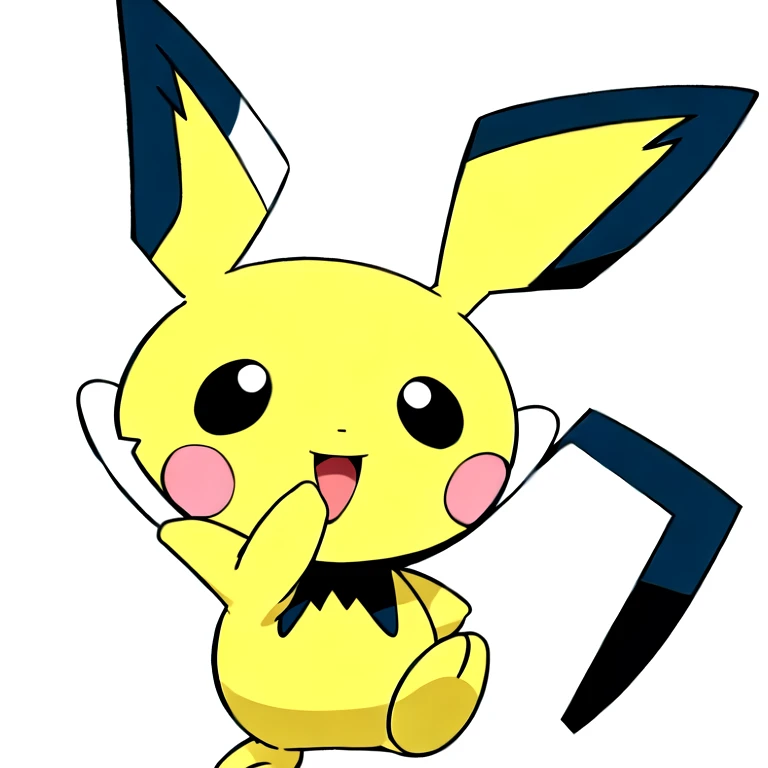 (masterpiece, best quality:1.2),solo,pichu \(pokemon\),pokemon \(creature\),full body,no humans,black eyes,ears,tail,happy,looking at viewer,smile