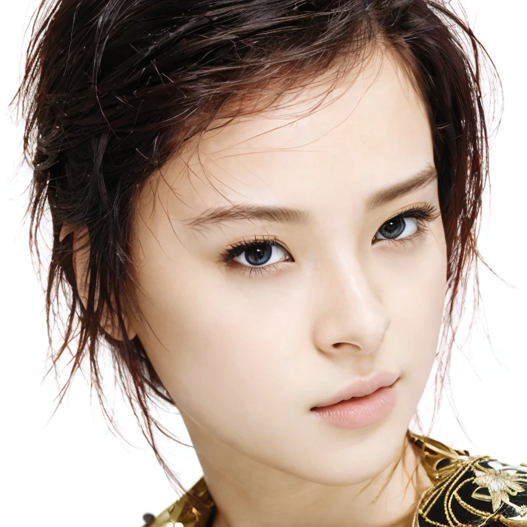 (highest quality, 8k, 32k, masterpiece), (Realistic), (Photorealistic:1.2), (High resolution), Very detailed, Very beautiful face and eyes, 1girl, Delicate body, (close, highest quality, Attention to detail, Rich skin detail), (highest quality, 8k), Very detailed, (Realistic, Realistic:1.37), Bright colors, (((Bust Shot))), (((Pure white wall background))), (((Look straight ahead)))