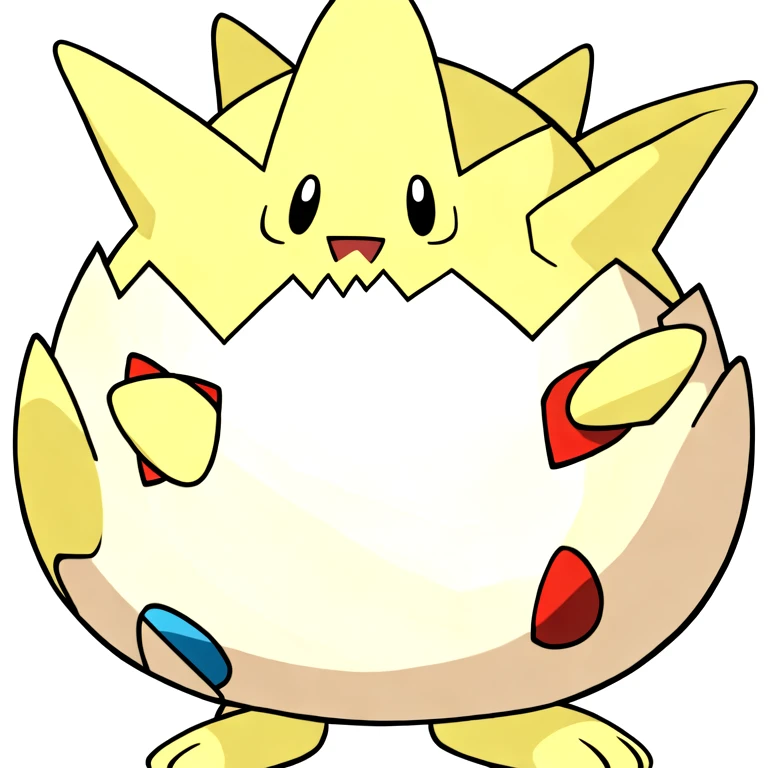 (masterpiece, best quality:1.2),solo,togepi \(pokemon\),pokemon \(creature\),full body,no humans,black eyes,looking at viewer,smile,happy,egg shell