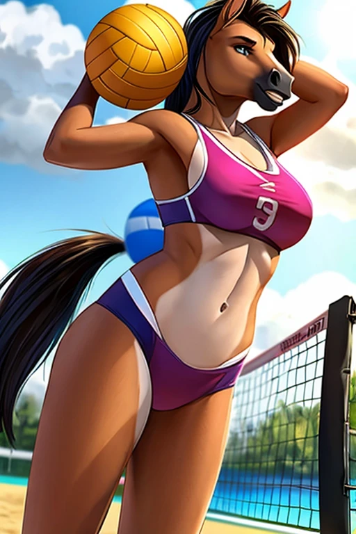 Horse volleyball female player