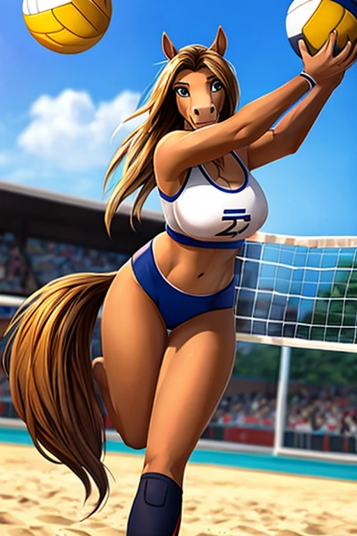 Horse volleyball female player 