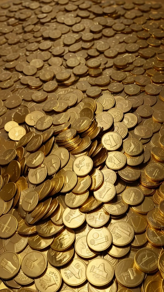 lots of gold coins There was a baby on a pile of gold coins.