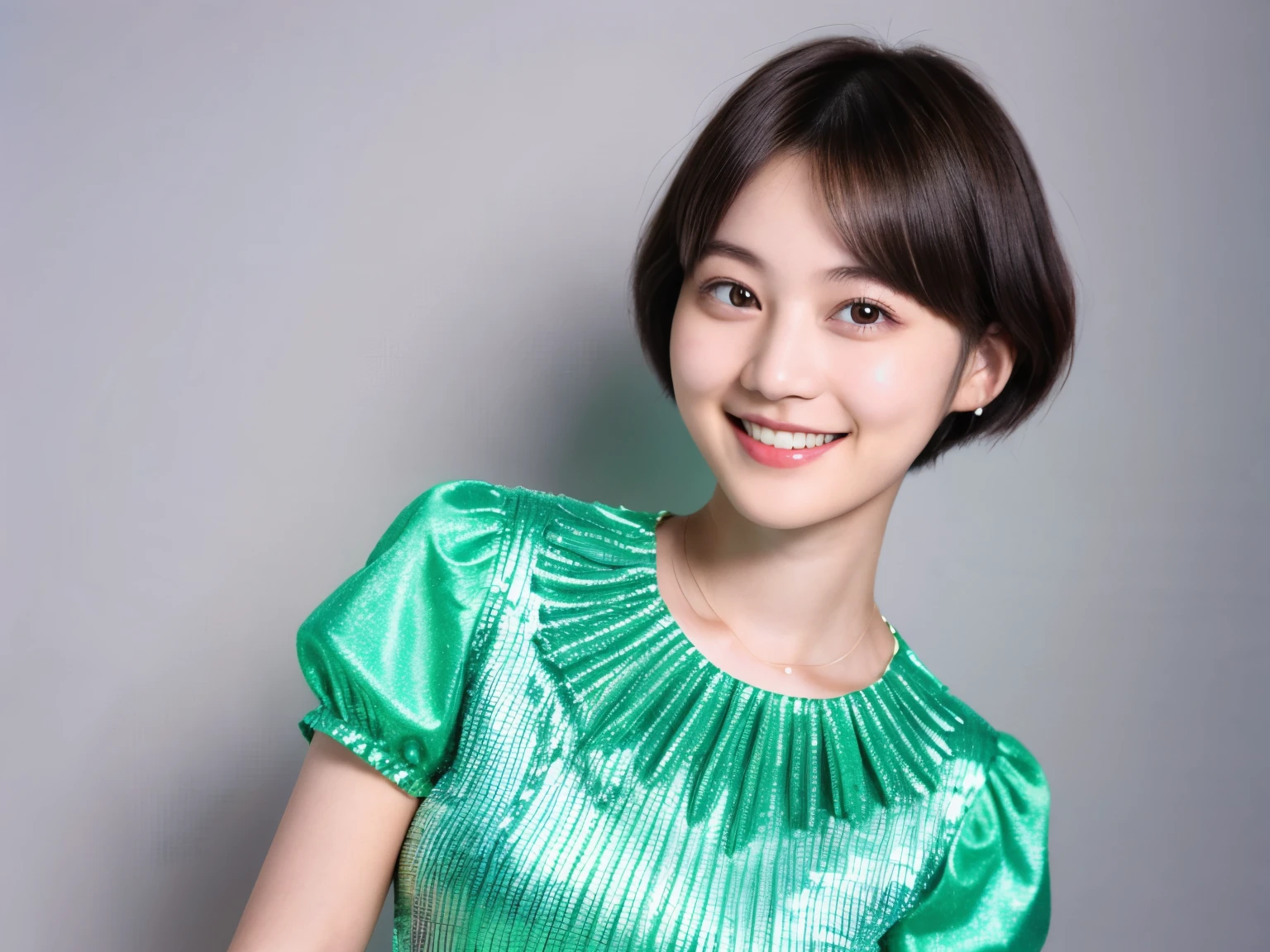 226 Short Hair, 20-year-old woman, A kind smile, (flashy short sleeve outfit)