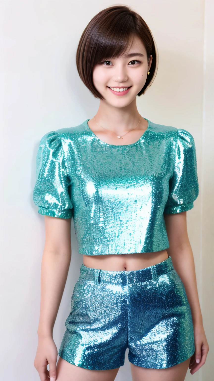 226 Short Hair, 20-year-old woman, A kind smile, (flashy short sleeve outfit)