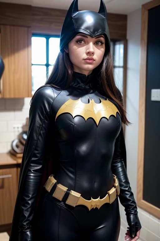 ADArmas, wearing wonder Batgirl outfit. Batman standing behind her.