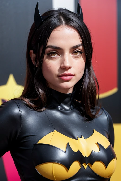 ADArmas, wearing wonder Batgirl outfit. Batman standing behind her.