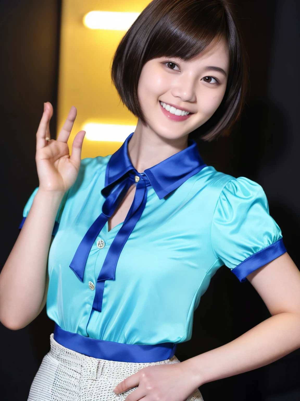 226 Short Hair, 20-year-old woman, A kind smile, (flashy short sleeve outfit)