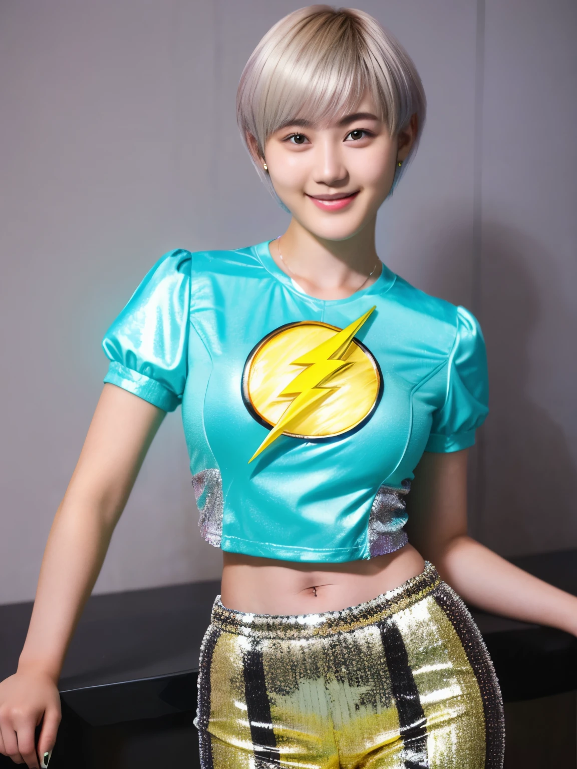 226 Short Hair, 20-year-old woman, A kind smile, (flashy short sleeve outfit)