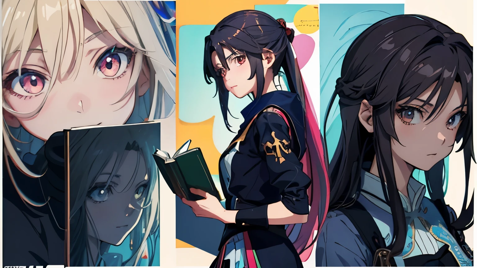 Anime girl with colorful hair and colorful dress, Ross paints vibrant pastels, Ross draws vibrant cartoons, 4K Anime Style, Beautiful animated portraits, Colorful art buds!!!, ! The seeds of artistic dreams, Beautiful Anime Girls, Anime style digital art, 4k anime art wallpaper, 4k anime art wallpaper, Digital Animation Art, Highly detailed ArtGerm、whole body、mini skirt、Reading a book