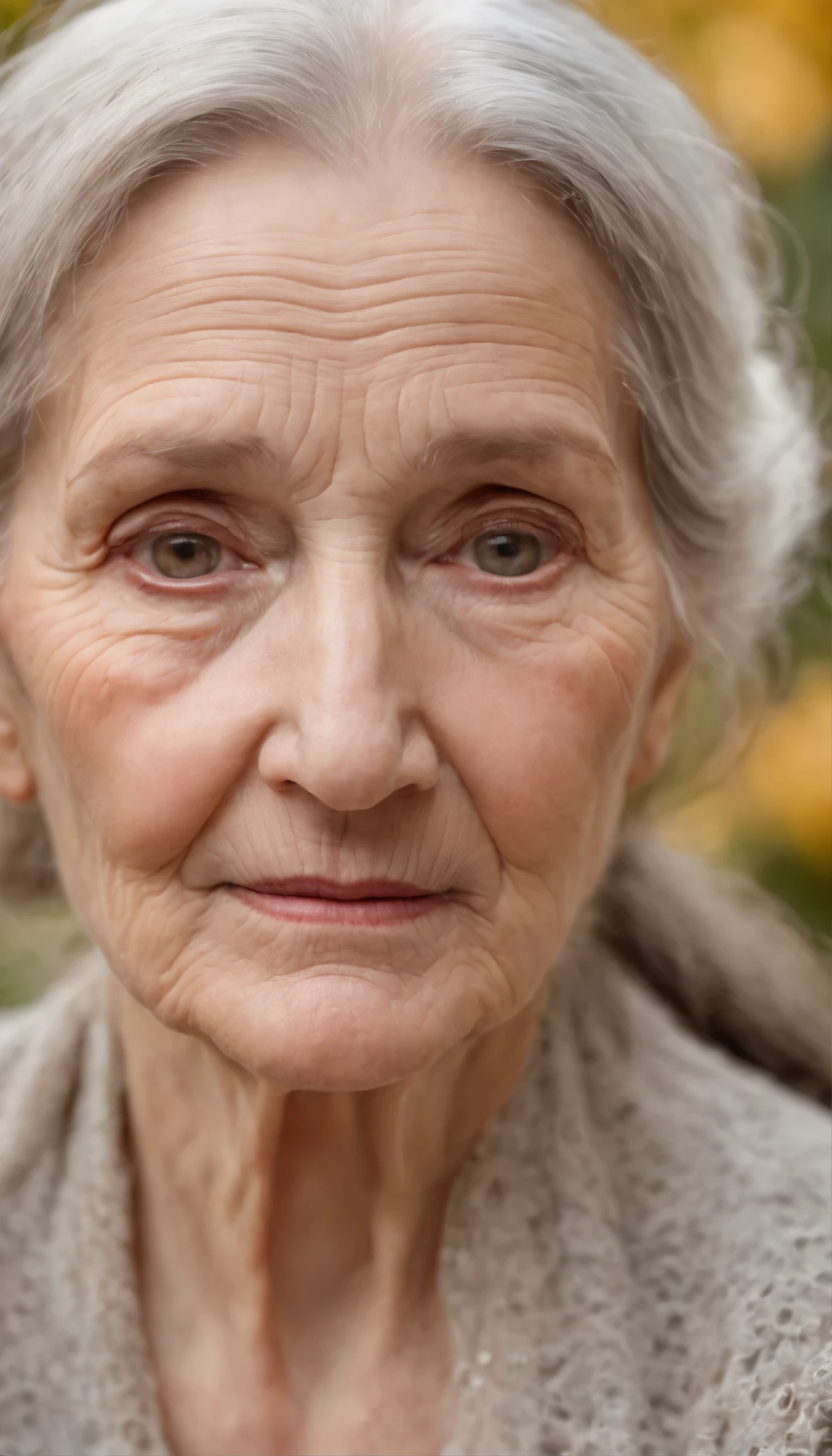 old woman look realistic looking forward camera with aged aspect