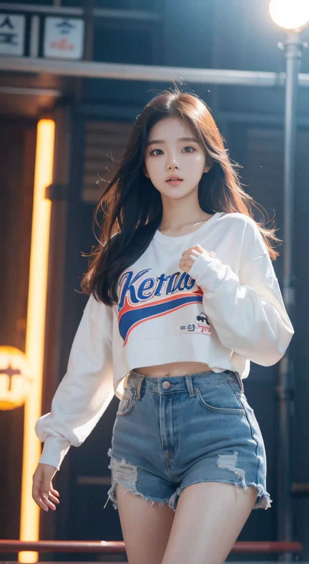 22 years old, pretty Korean female college student, Korean female idol singer Naeun. Cinematic lightning.