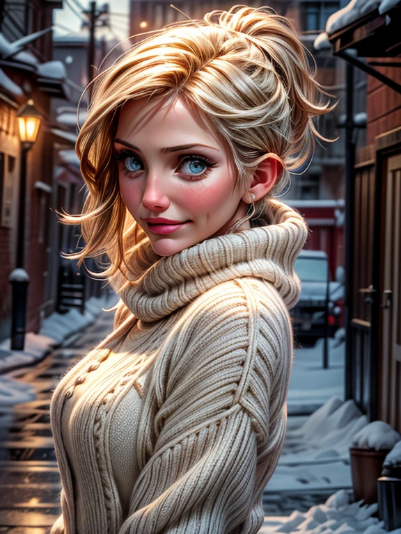 {Cameron Diaz, linda, neve, frio, cachecol, toca,