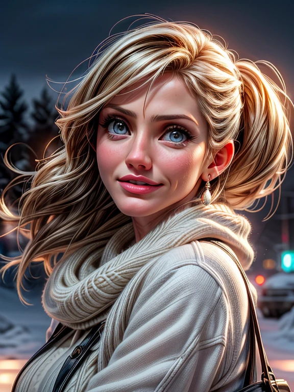 {Cameron Diaz, linda, neve, frio, cachecol, toca, 